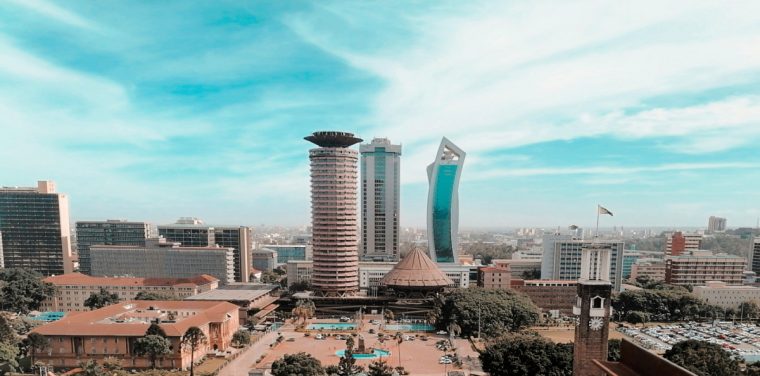 skyline de Nairobi desde el KICC